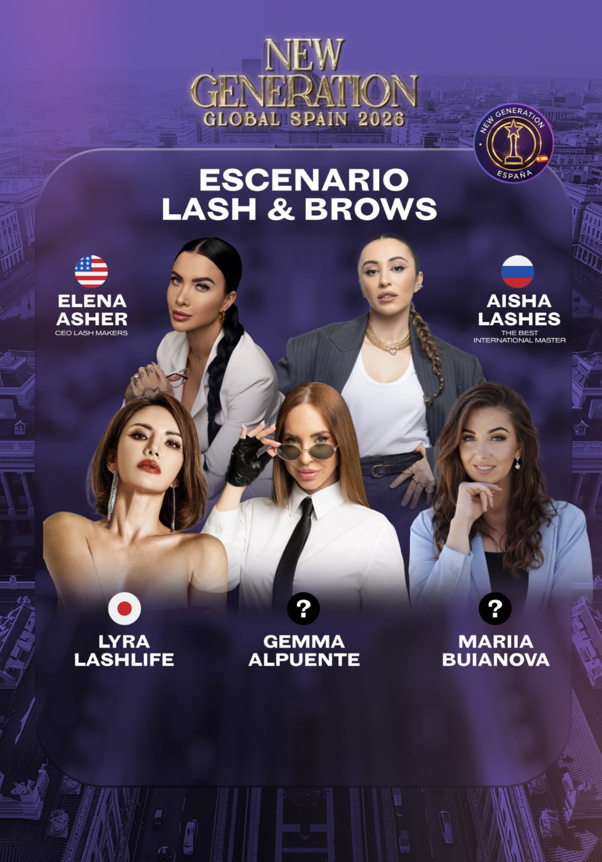 Cartel oficial del escenario Lash & Brows de New Generation Global Spain 2026.
